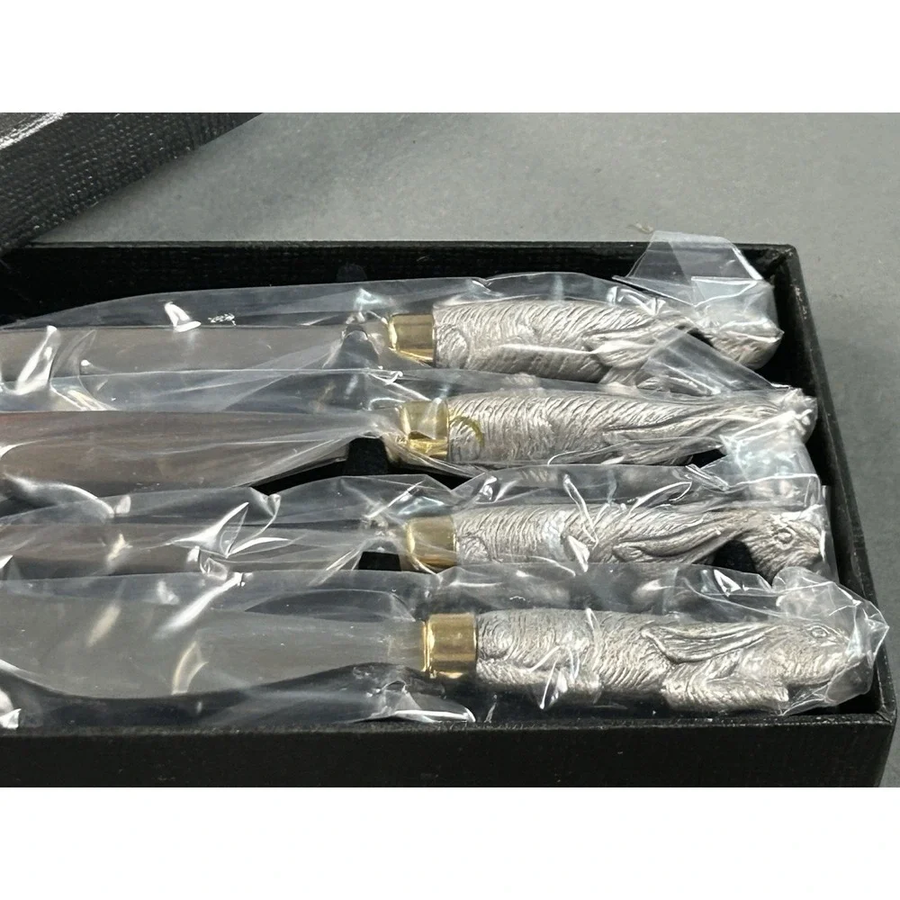 Arthur Court Rabbit Spreader Set of 4 Stainless Steel‎ Cheese Butter Spreaders